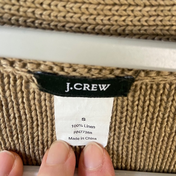 100% Linen Khaki Open Cropped Sweater Cardigan Long Sleeve Beach Cardigan - Picture 4 of 4